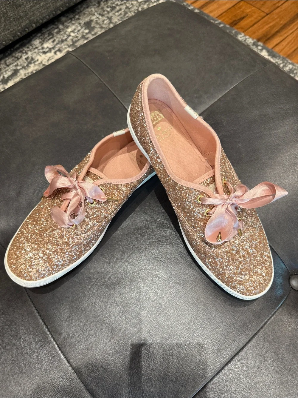 ♠️ Kate Spade Keds Tennis Shoes Rose Gold Glitter Women’s Size 9M